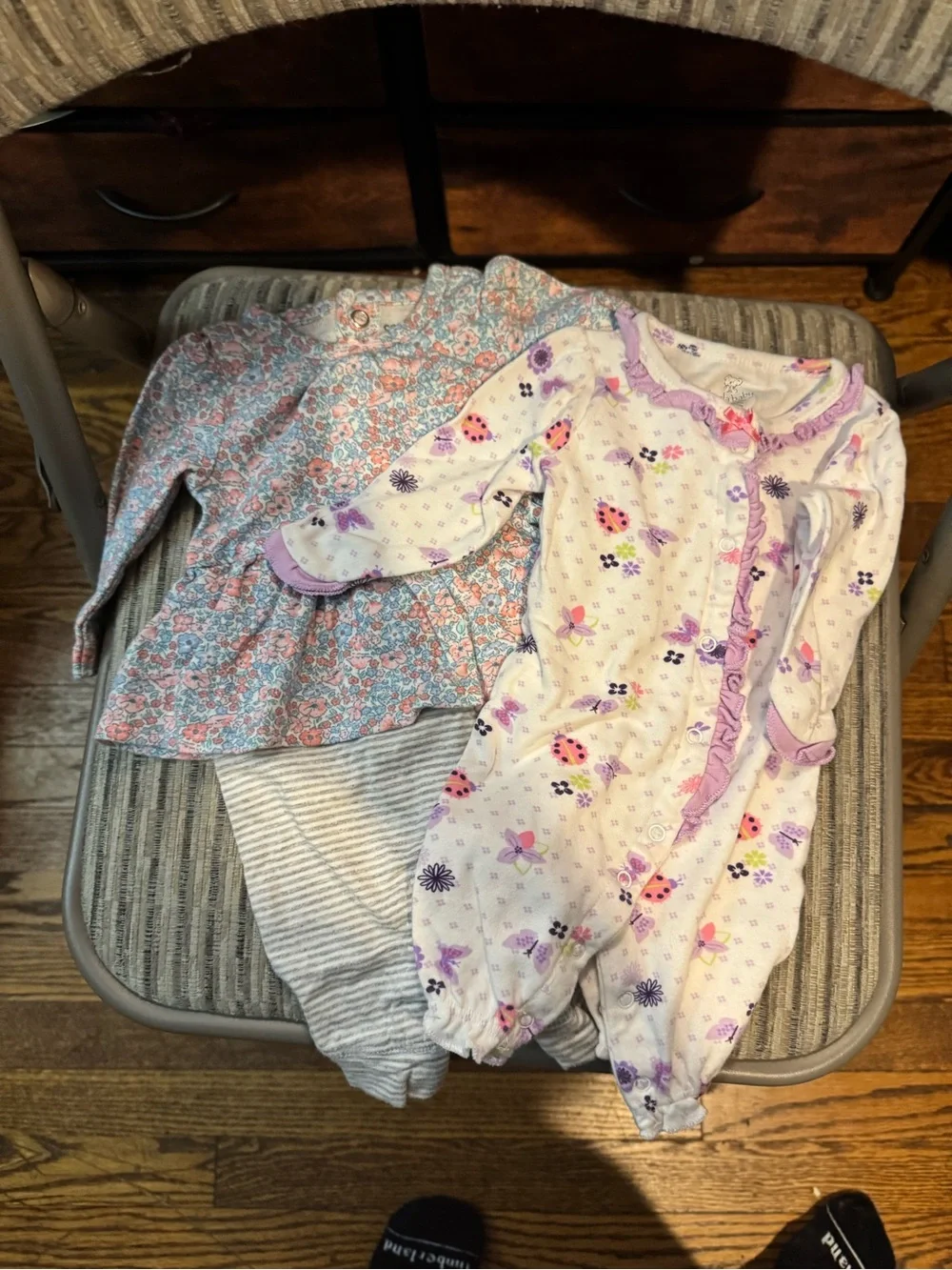 Carter's Purple and Pink Floral Ruffle Footed Pajama Set